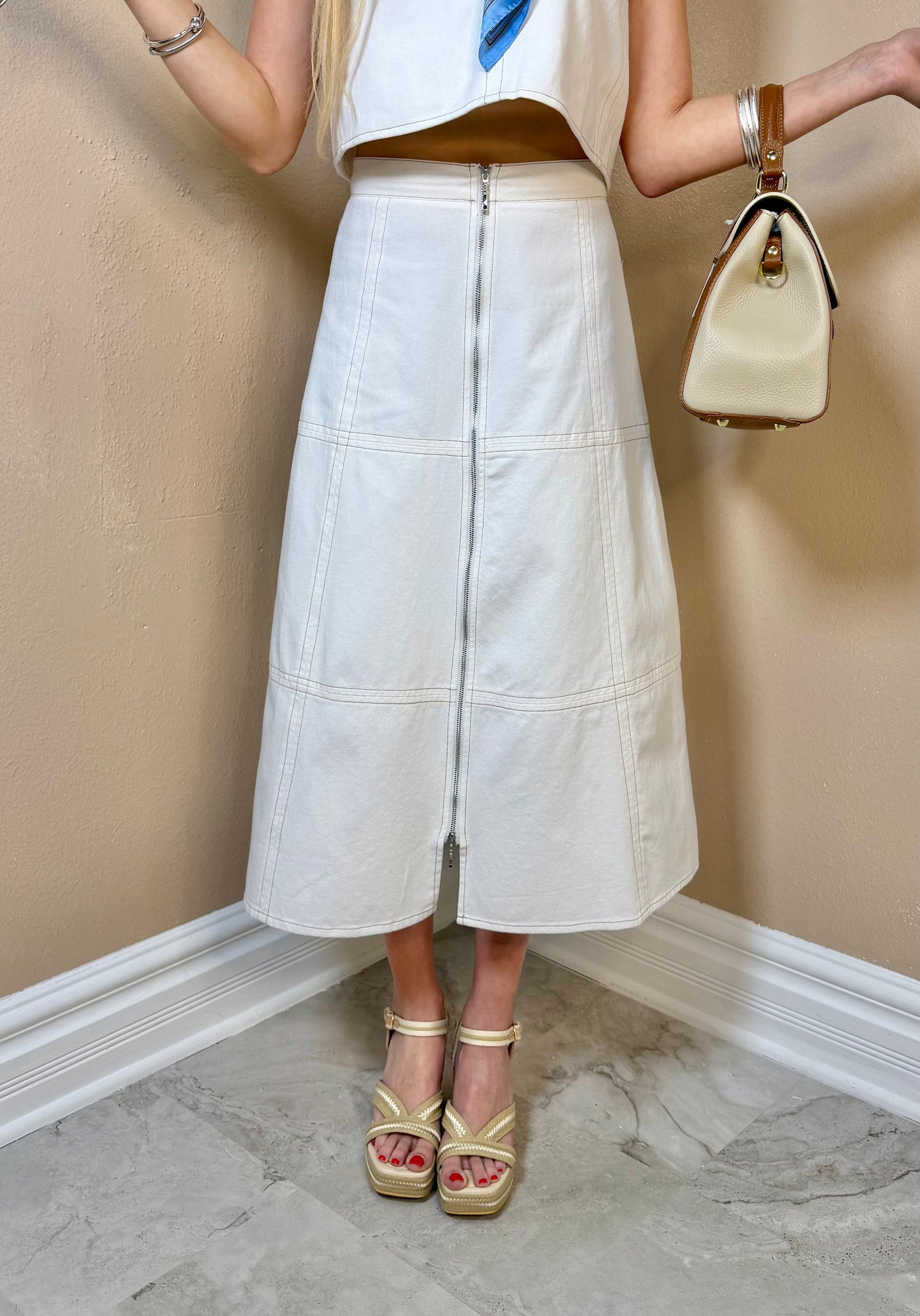 Portofino Stitch Denim Skirt