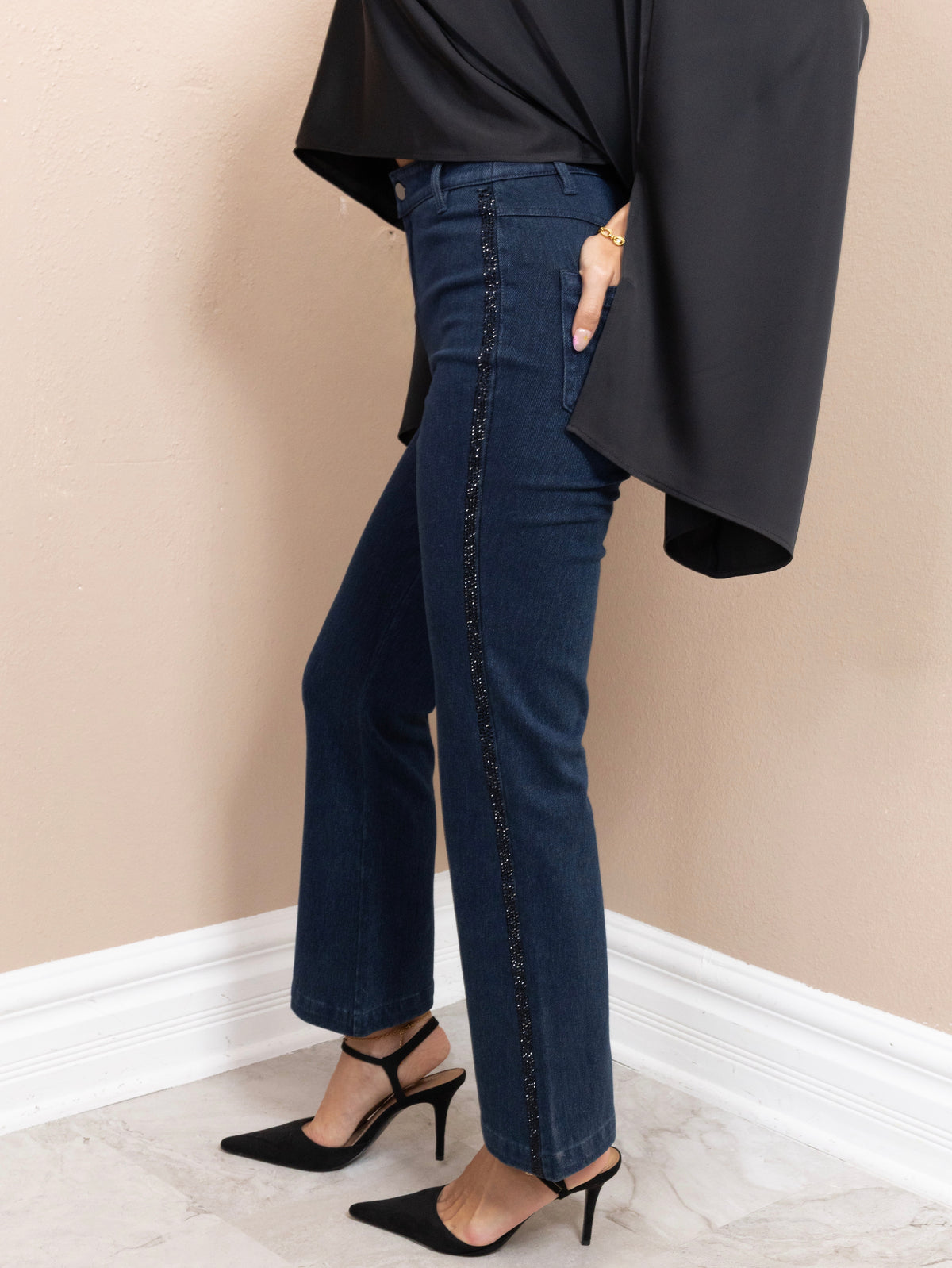 Lyssé Bette Embellished Zip Front Ankle Baby Boot Jeans