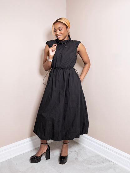 City Stroll Drawstring Midi Dress