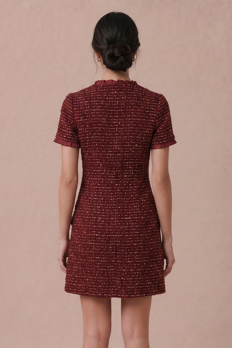 Vintage Charm Tweed Mini Dress