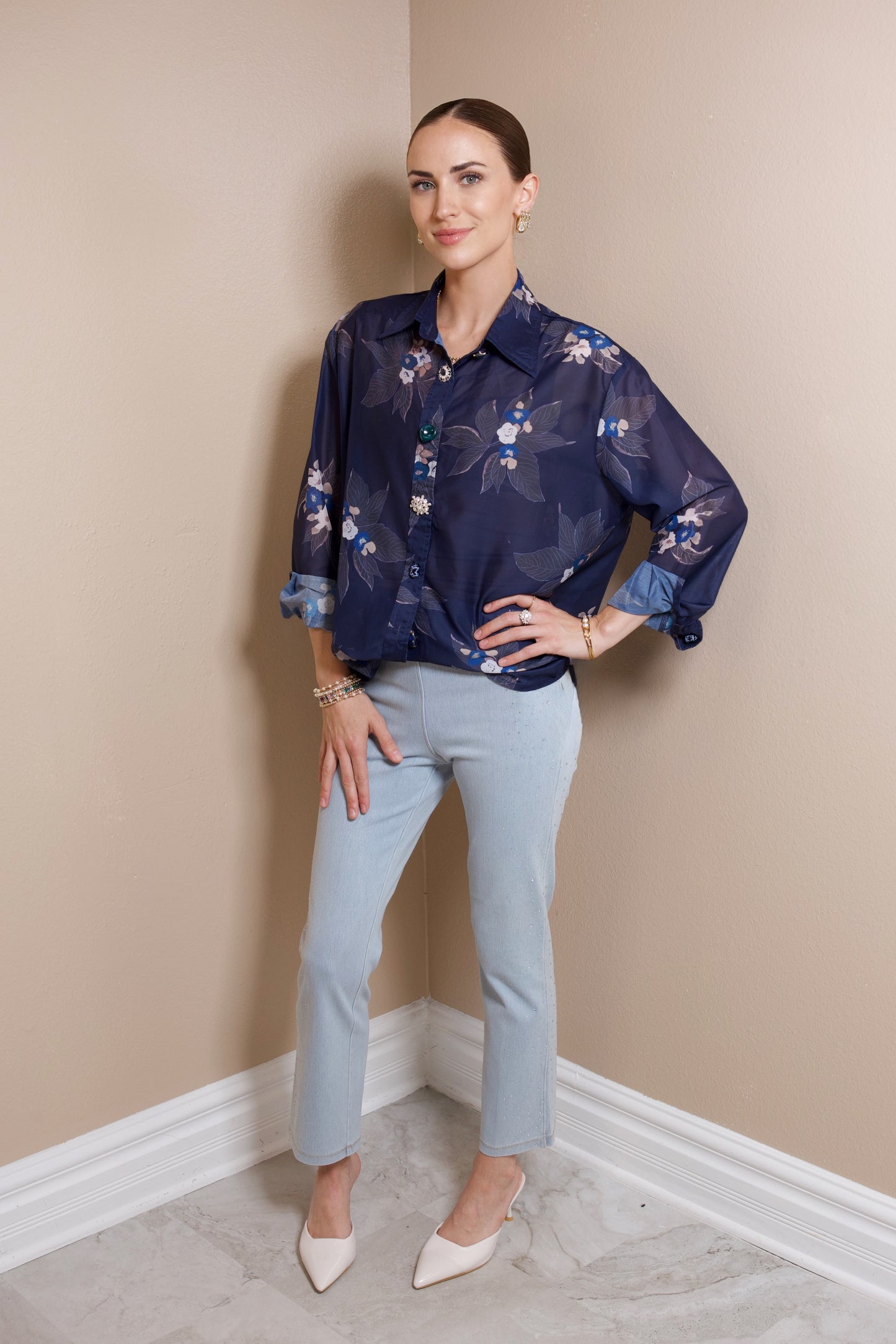 Secret Garden Silky Button-Up Top