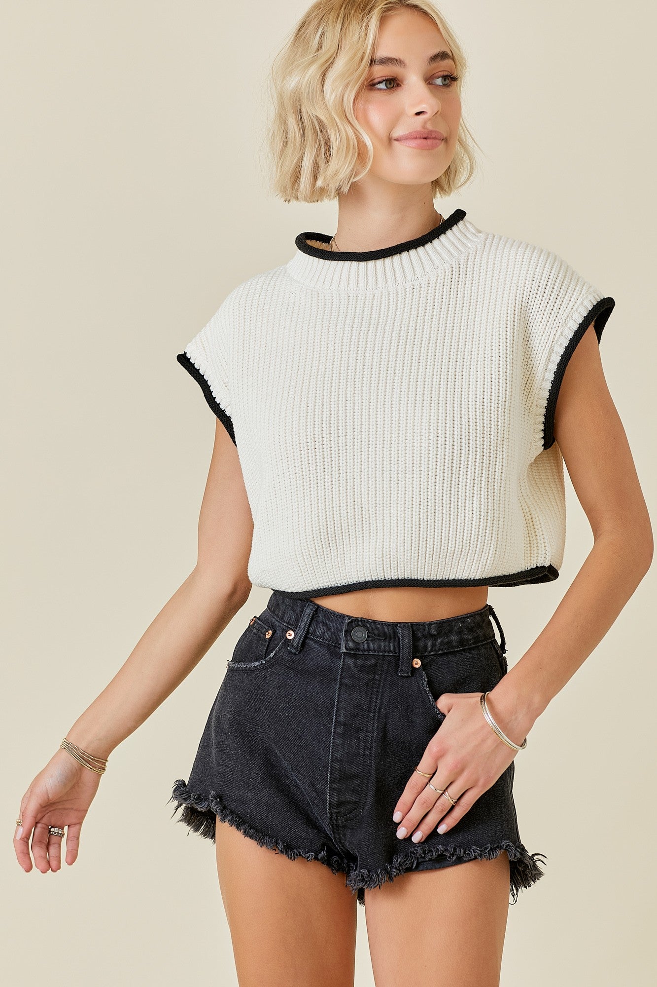 Contrast Sweater Top