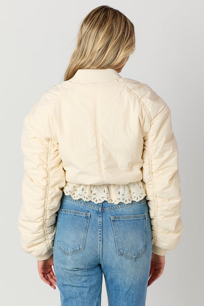 Lucy Lace Trim Bomber Jacket