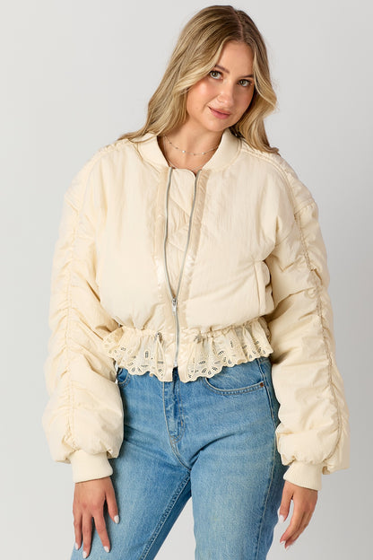 Lucy Lace Trim Bomber Jacket