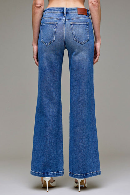 Hidden Happi Pintuck Mid Rise Flare