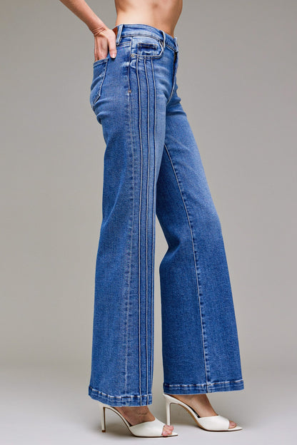 Hidden Happi Pintuck Mid Rise Flare