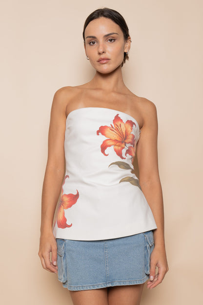 Petals & Poise Strapless Top