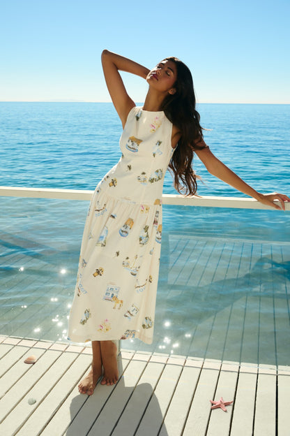 Postcard Dreams Linen Midi Dress