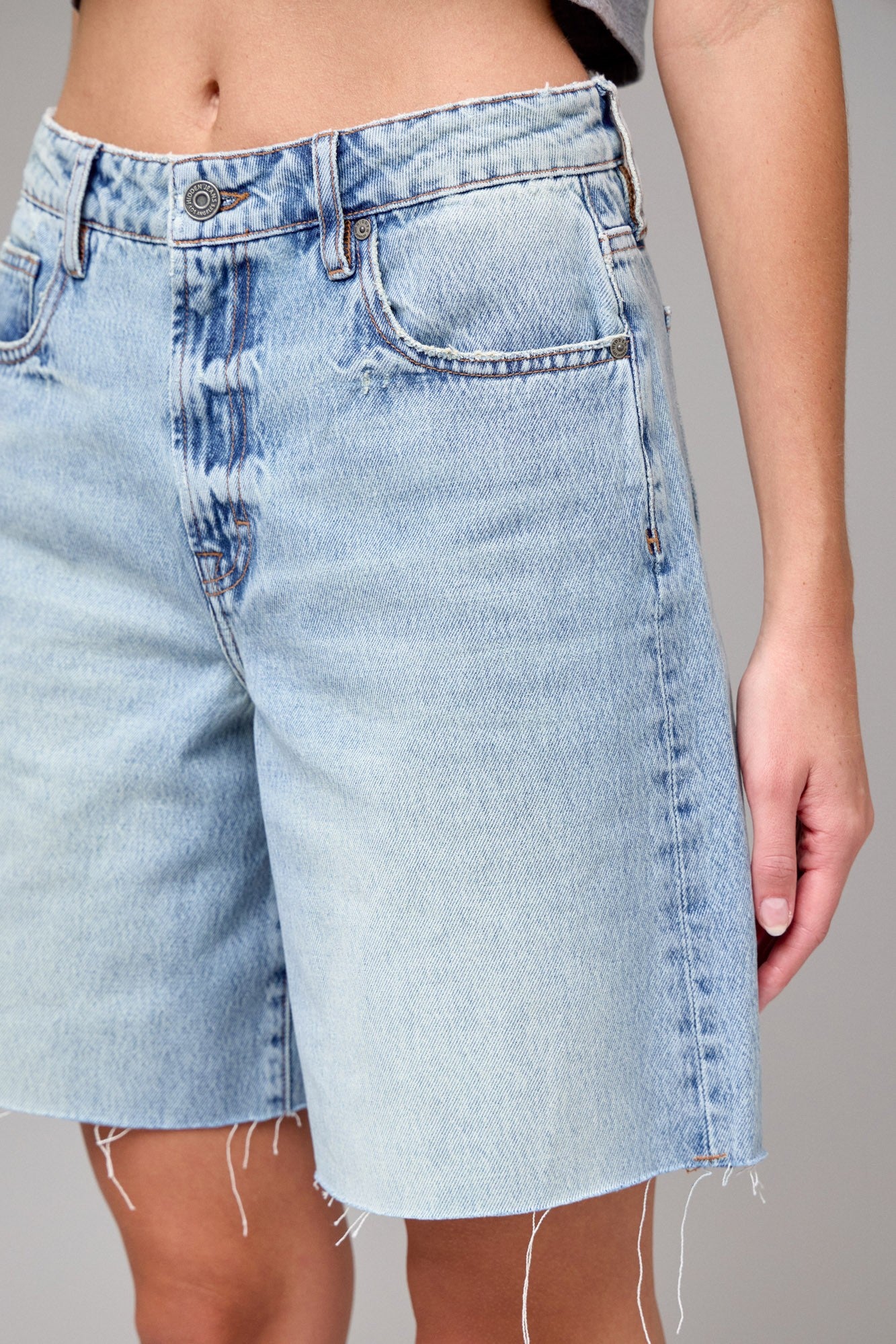 Hidden Marlin High Rise Longline Denim Shorts