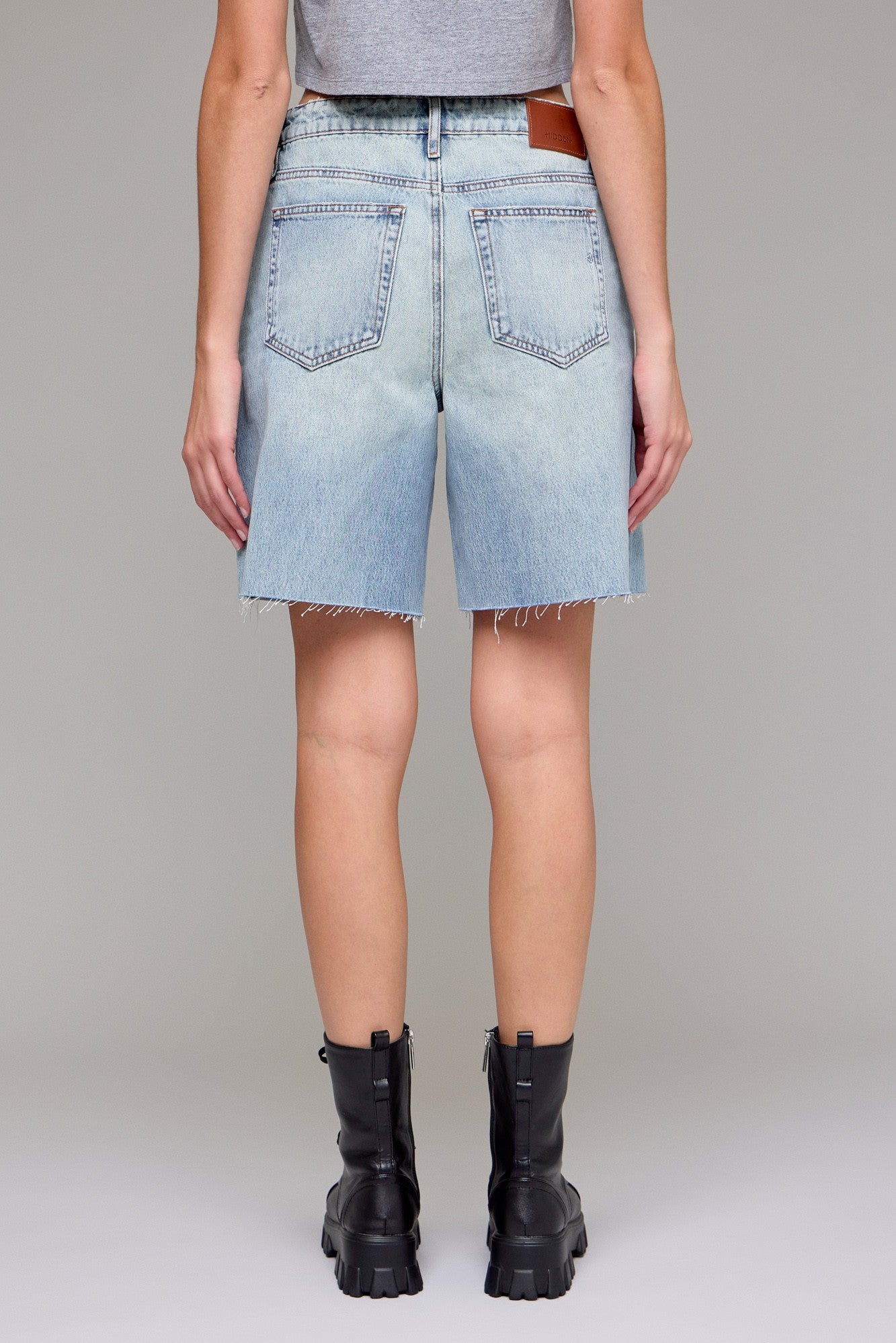 Hidden Marlin High Rise Longline Denim Shorts
