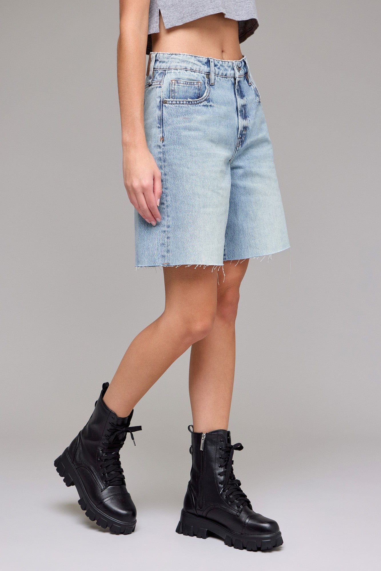 Hidden Marlin High Rise Longline Denim Shorts