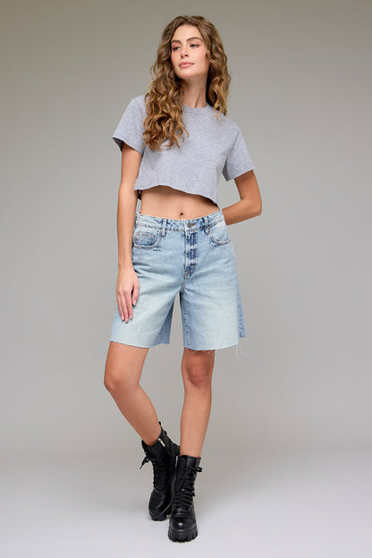 Hidden Marlin High Rise Longline Denim Shorts