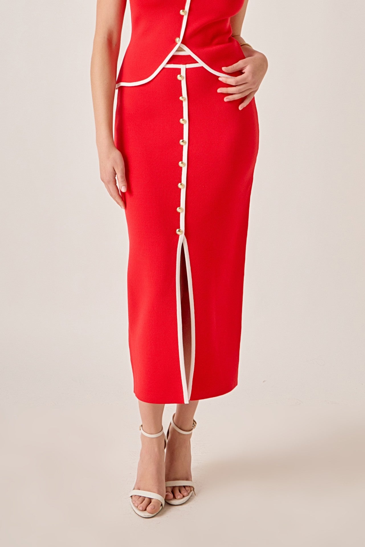 Monaco Button Midi Skirt