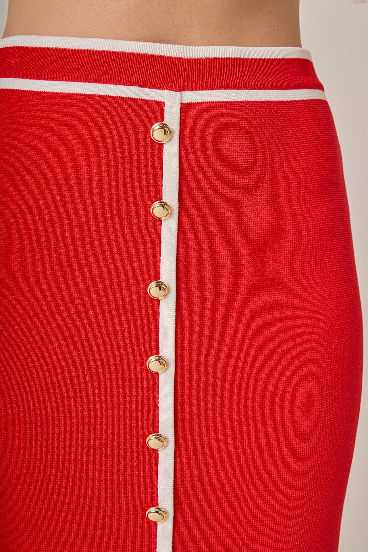 Monaco Button Midi Skirt