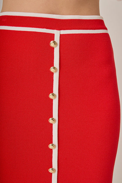Monaco Button Midi Skirt