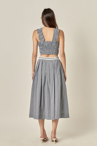 English Factory Colorblock Plaid Midi Skirt