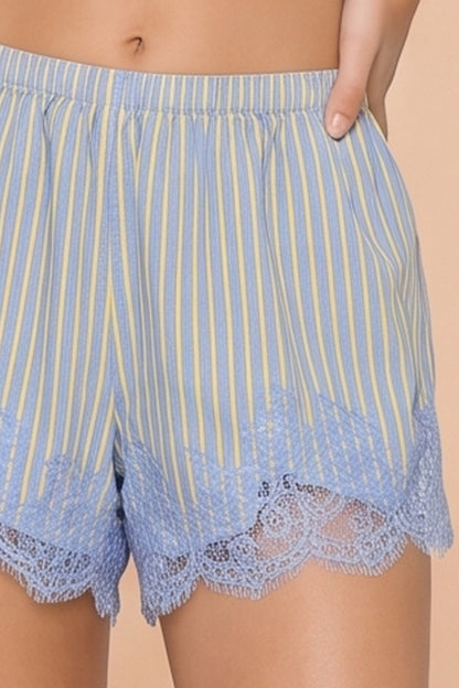 Pinstripe Lace Hem Shorts