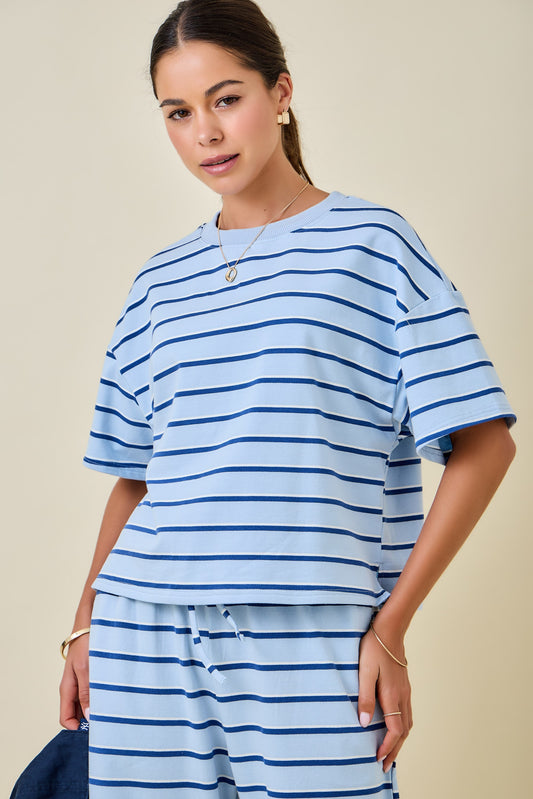 Just My Type Blue Stripe Top