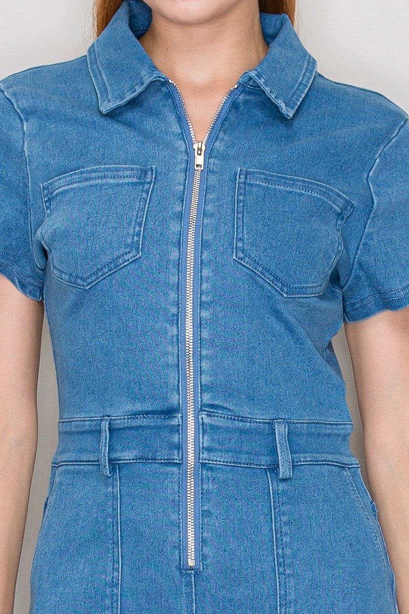 Sloane Structured Denim Romper