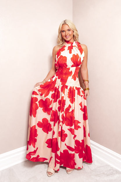 Santorini Bloom Halter Dress
