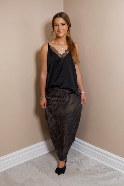 Wild Intentions Satin Midi Skirt