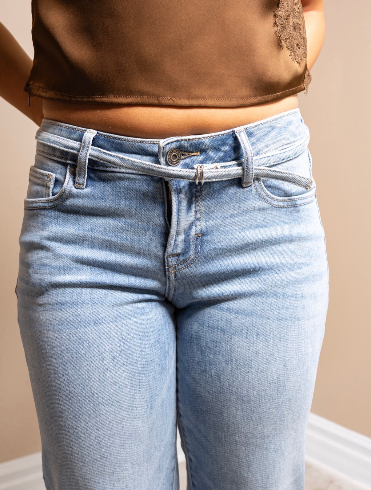 Hidden Logan Mid Rise Belt Dad Jeans