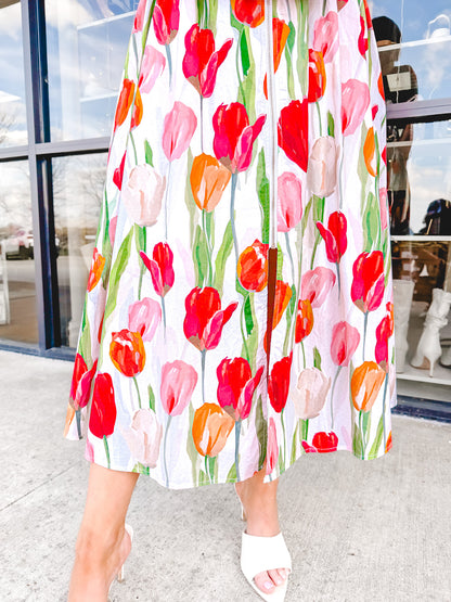 Painted Petals Midi Dress