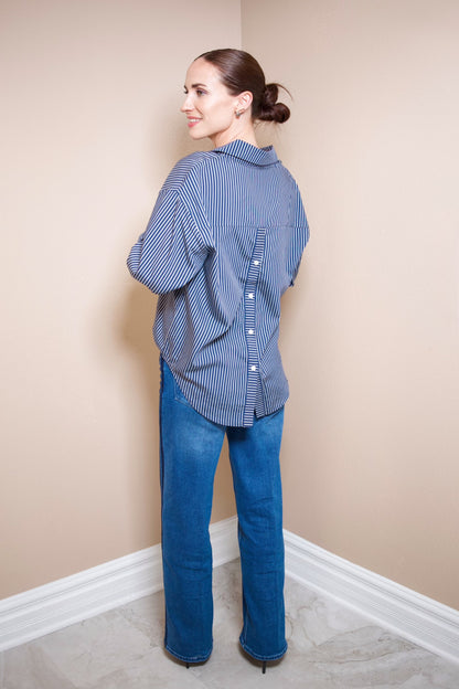 Elan Open Back Stripe Shirt