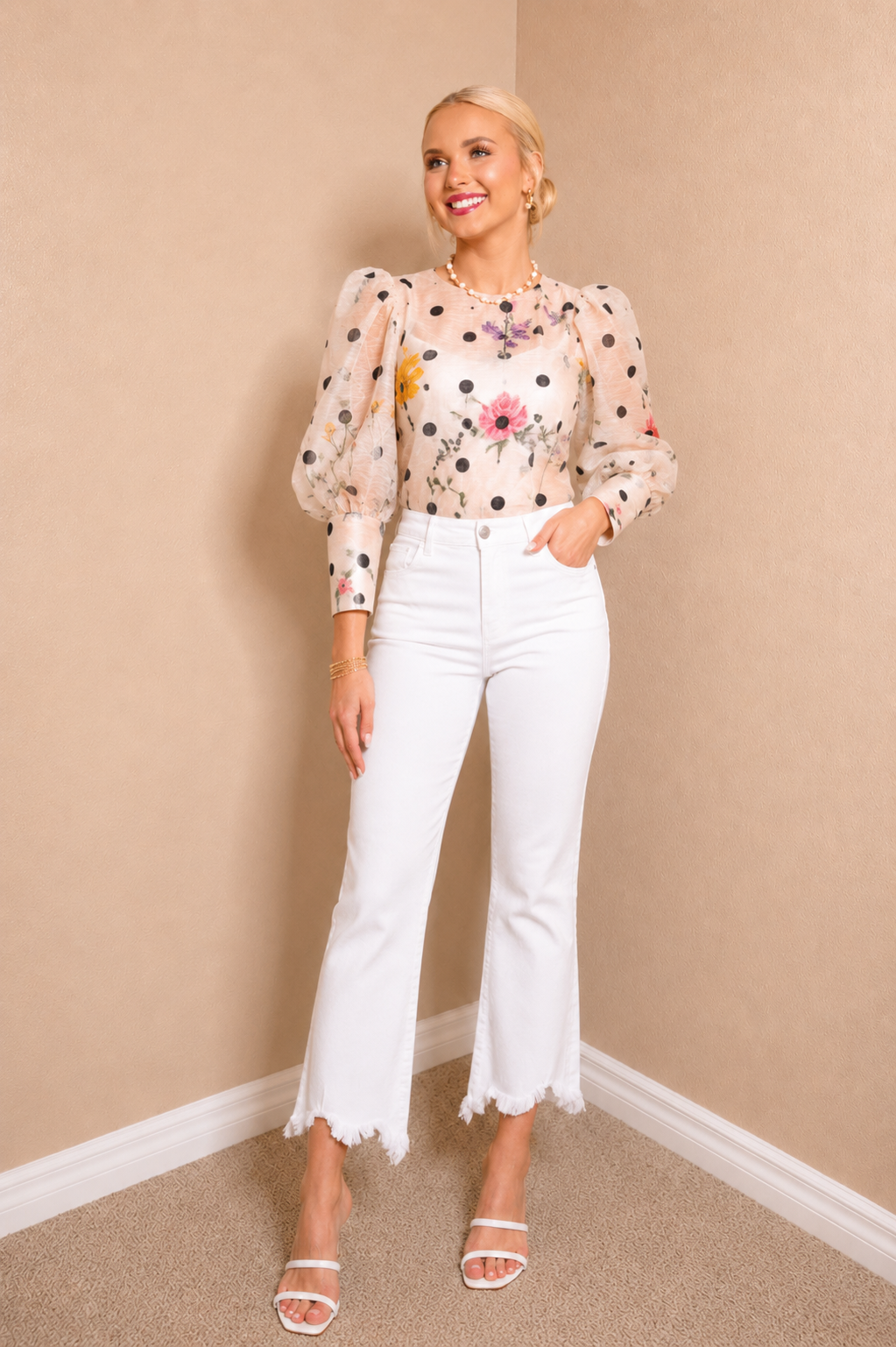 Garden Party Polka Dot Blouse