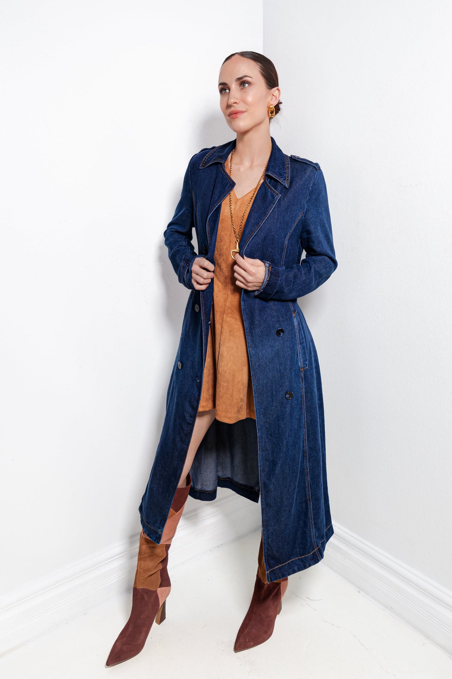 Lightweight Denim Trench Coat