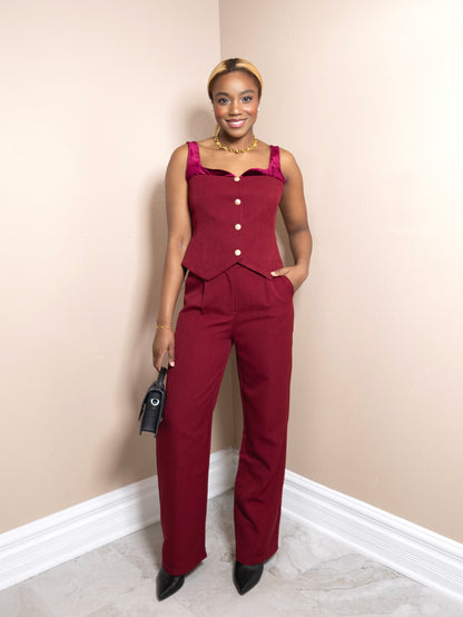 Velvet Hour Tweed Button Top