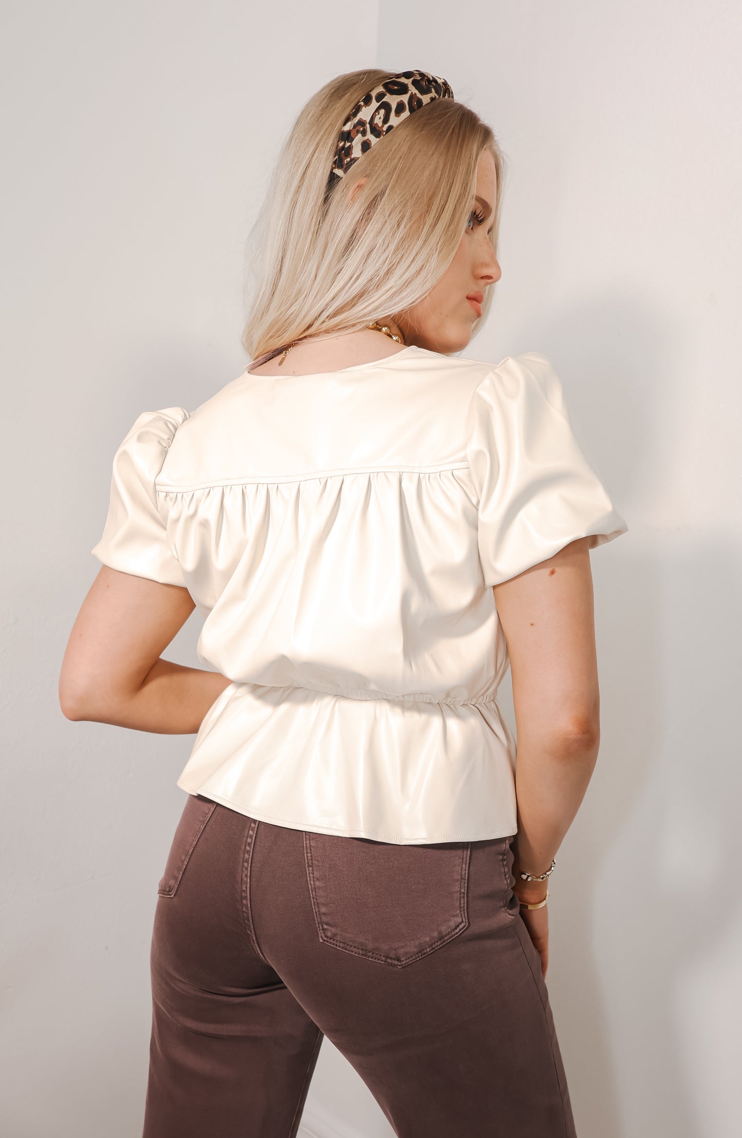 Peplum Breeze Faux Leather Top