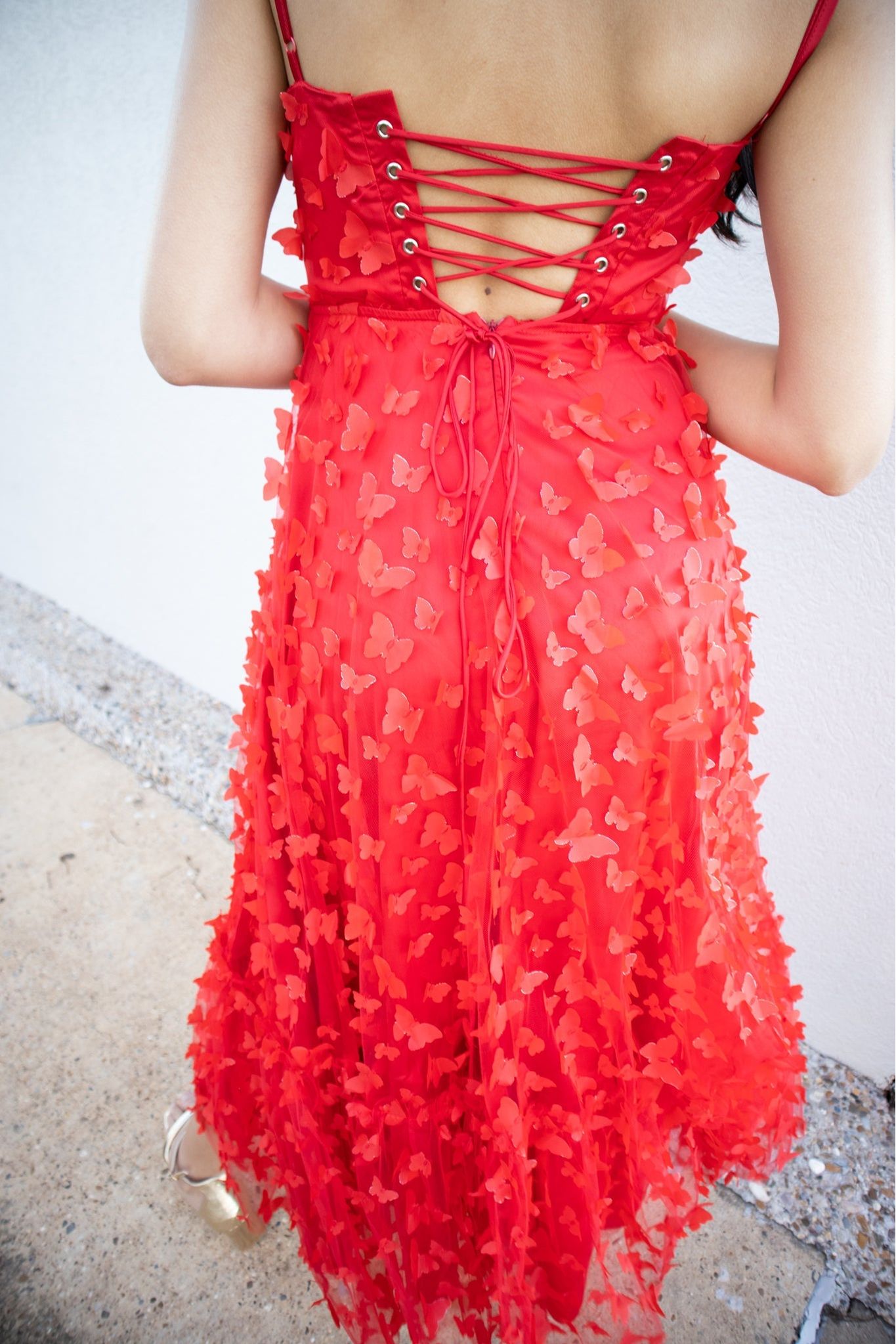 red butterfly cut-out midi dress FARM RIO Red Butterfly Cut-Out Midi Dress - 337217