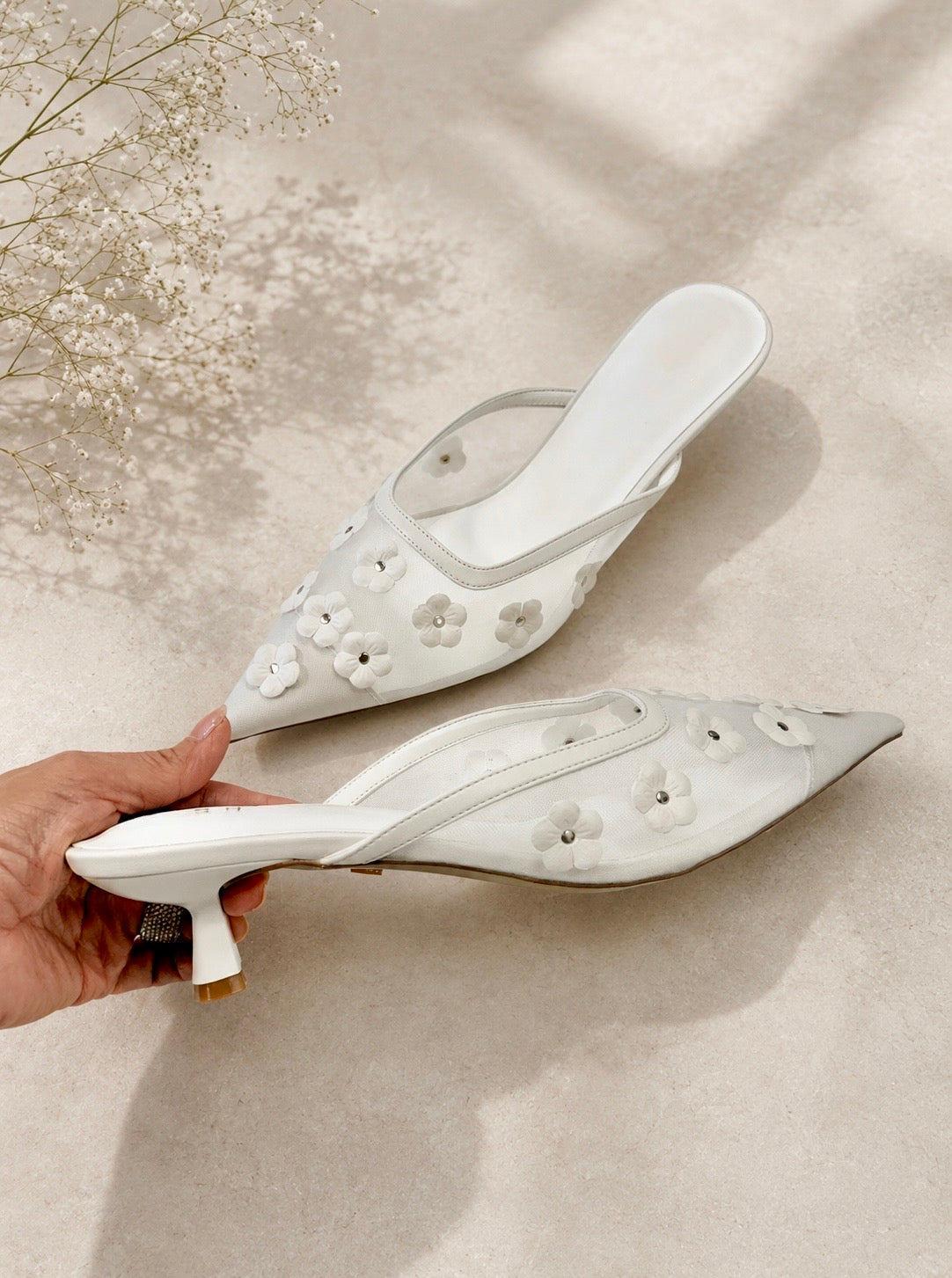 White Norma Floral Mule