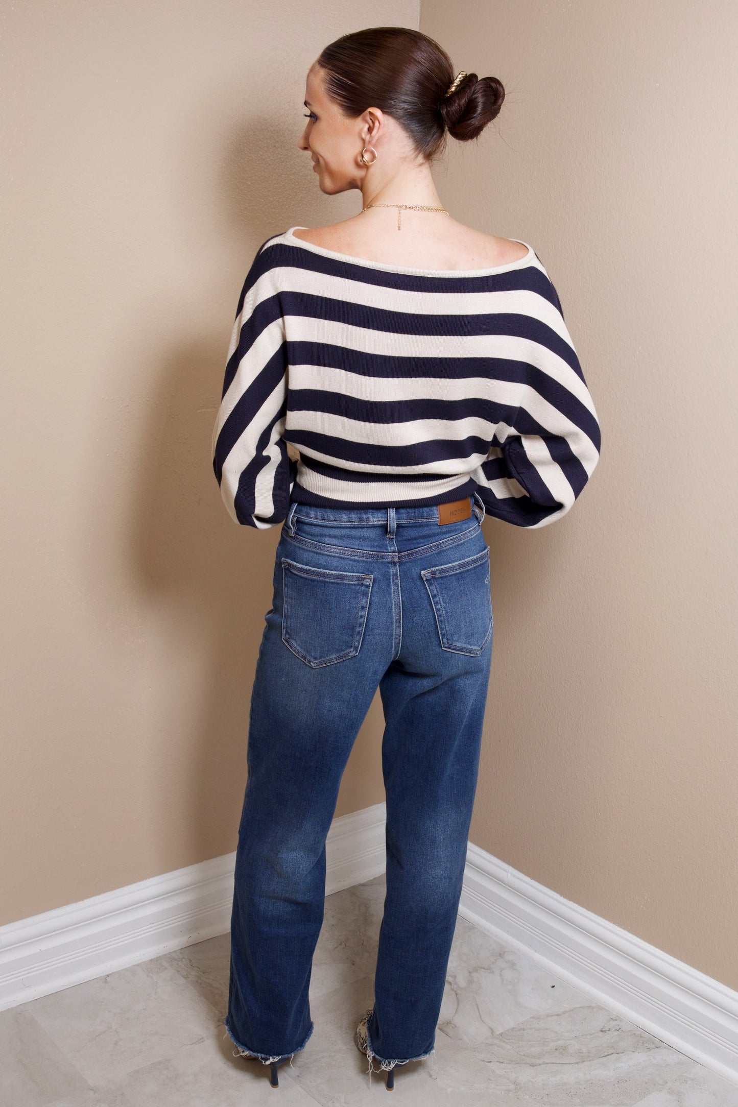 Coastal Ease Boat Neck Sweater Top