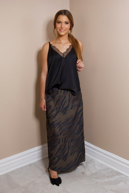 Wild Intentions Satin Midi Skirt