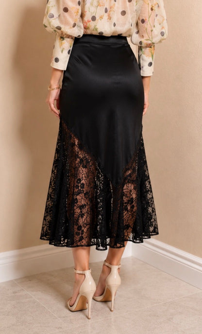 Noir Romance Lace Midi Skirt