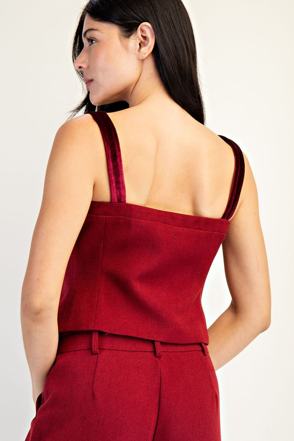 Velvet Hour Tweed Button Top