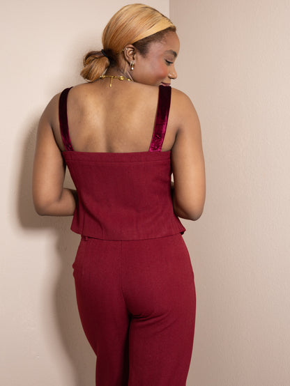 Velvet Hour Tweed Button Top