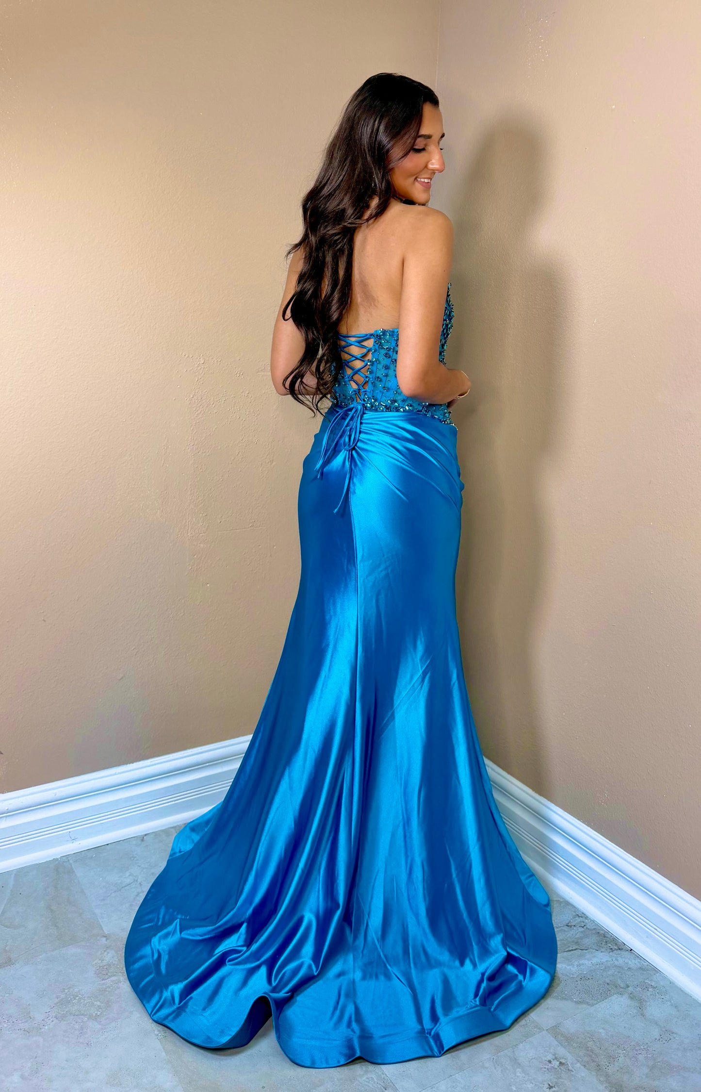 Velouré Glam Beaded Gown