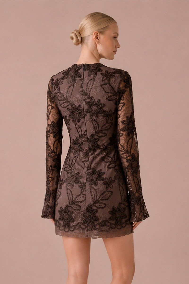 Cocoa Bloom Lace Mini Dress