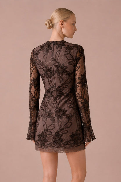 Cocoa Bloom Lace Mini Dress