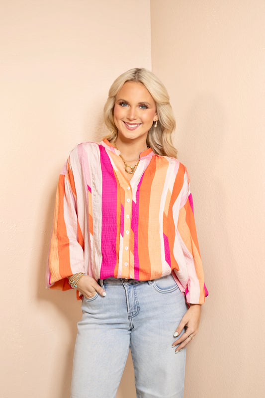 Sunset Stroll Striped Blouse