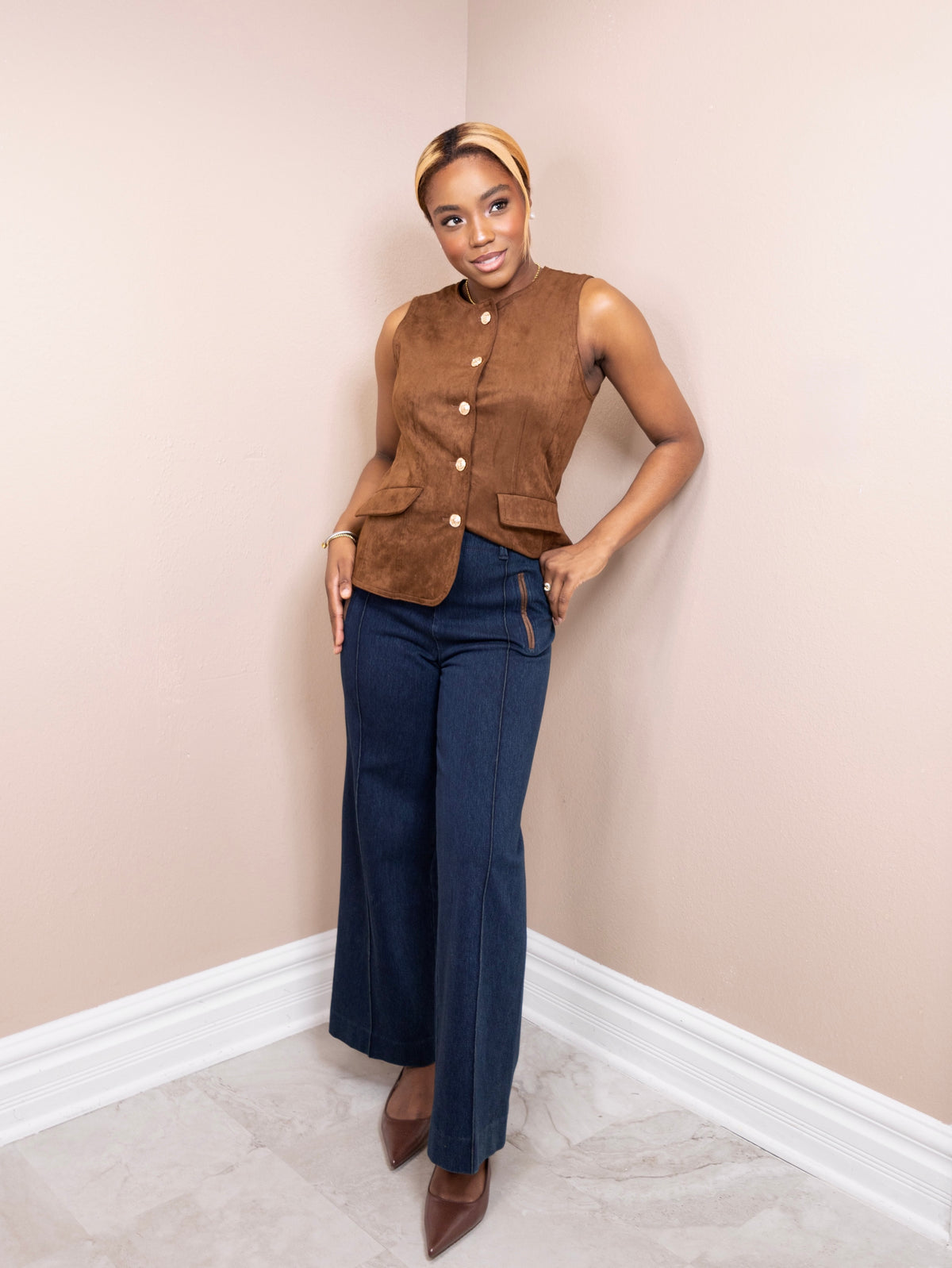Cocoa & Gold Vest Top