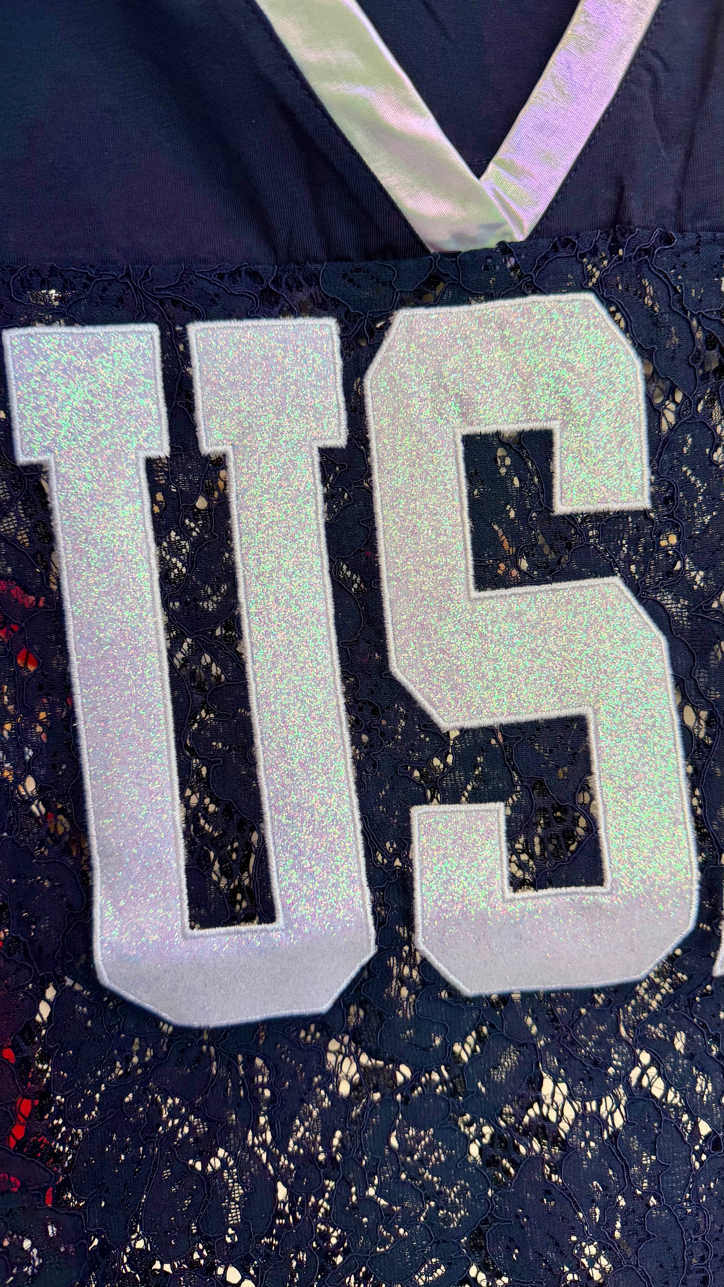 Navy USA Varsity Lace Top