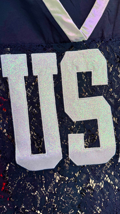 Navy USA Varsity Lace Top