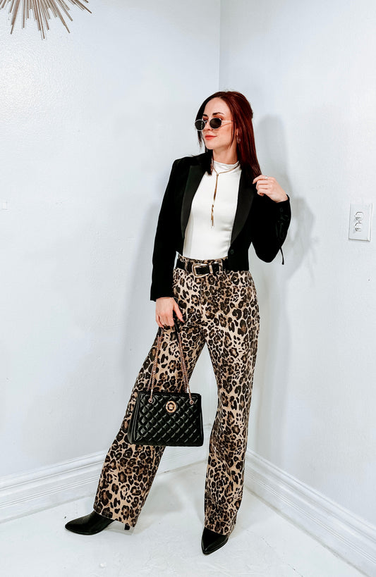 Leopard Love Wide Leg Jeans