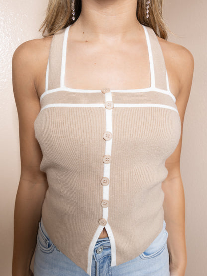 Cross Back Ribbed Sweater Tank