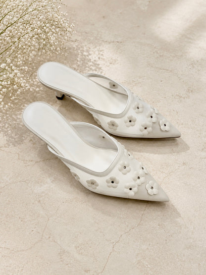 White Norma Floral Mule