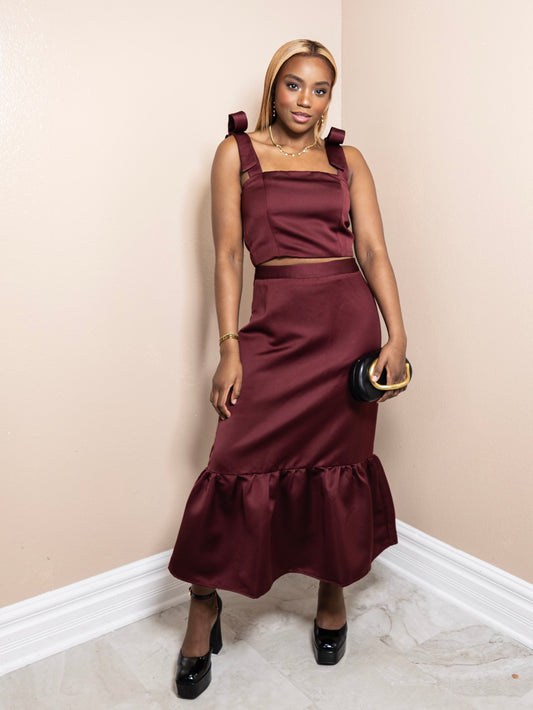 Wine & Bliss Midi Skirt